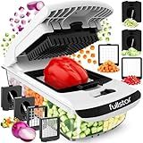 Fullstar Pro Original Vegetable Chopper - Chopper and Spiralizer - Food Chopper with Container, Fruit Cutter, Onion Dicer - All-in-One Prep Tool - Kitchen Gadgets and Gifts (4 in 1, White)