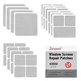 Secopad 14 Sheets Window Screen Patches Repair Kit, Black 3 Sizes Window Screen Repair Kit for Mesh Screen Door, Strong Adhesive Fiberglass Quick Screen Repair Tape
