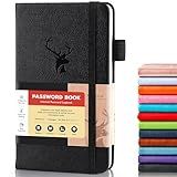 molekaus Password Book with Alphabetical Tabs Small Password Keeper with Extra Password Space to Change Password. Password Notebook for Home or Office for Internet Log In, 6.1 * 3.7in black small