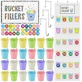 Yoojahow 24 Set Back to School Classroom Management Tools Mini Reward Bucket Filler Activities Have You Filled a Bucket Today Positive Behavior Reward for Teacher Preschool Classroom(Light Color)