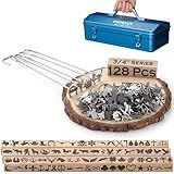 PKPKAUT 128Pcs Mini 3/4" Branding Irons, Assorted Characters Custom Wood Branding Iron Personalized for Wood Working, Leather Hat, Felt, Cowhide, BBQ Brander & Bread Logo, Steak Branding Iron for Food