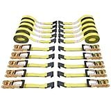 VEVOR Flat Hook Ratchet Straps (10PK), 10,000 lb Break Strength, 2" x 30' Heavy Duty Tie Down Straps, Track Spring Fittings, 3,333 Pound Working Load, for for Flatbed, Truck, Trailers Pickup