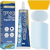 Pool Liner Patch Kit, Transparent Air Mattress Patch Kit Waterproof, for Swimming Ring, Bounce House, Hot Tub, Inflatables, Tent, Great PVC Glue (60ML/1 Pack)