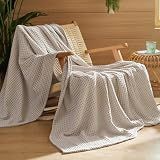 Bedsure Lightweight 100% Cotton Waffle Blanket, Throw XL, Linen