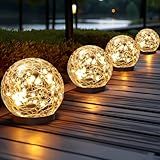 JKIMK Solar Globe Lights Outdoor Waterproof - Cracked Glass Ball Lights for Garden, Patio, Yard, Lawn and Backyard Decor - Solar Orbs for Outside Decorations
