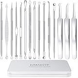 Pimple Popper Tool Kit, IUMAKEVP 15 PCS Professional Stainless Steel Blackhead Remover Comedone Extractor Tools for Removing Zit on Face - Acne Removal Kit with Metal Case (Silver)