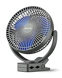 Koonie 10000mAh Rechargeable Portable 8-Inch Clip-on Fan, USB Car Fan 4 Speeds, Sturdy Clamp for Office Desk, Golf Cart, Stroller, Outdoor, Travel, Camping, Tent, Gym, Treadmill