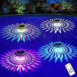 LENONE Floating Pool Lights w/Remote, 6.5 Inch RGB Color Changing Solar Pool Lights That Float with 9 Dynamic Lighting, IP68 Waterproof Hangable Solar Floating Light for Pool Garden Weeding Decor(4)