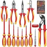 KARRYTON 14PC 1000V Insulated Electrician Tool Set,VDE Certified Electrical Tools Kit with Pliers, Screwdrivers, Voltage Tester,w/All-in-One Bag, Ideal for Home and Industrial Electrical Repair