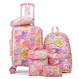 16’’ Kid’s Luggage Set with Spinner Wheels, Hardside with Suitcases,6 Piece | Carry on Luggage, Travel Rolling Luggage Airline Approved Suitcase Set with Spinner Wheels Girls Boys