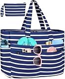 HUANLANG Extra Large Beach Bag Waterproof Beach Totes Bags for Women Men,Pool Bag with Zipper Wet Pocket