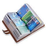 Romozi RFID Credit Card Holder Organizer, Leather Business Card Organizer with 96 Card Slots, Business Card Book to Keep Cards Neatly Organized and Prevent Jumbling, Loss, or Damage (Black)
