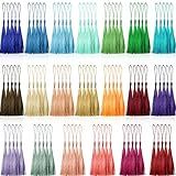 Creatrill 100 Pcs 13cm/5 Inch Silky Handmade Soft Craft Mini Tassels with Loops for Jewelry Making, DIY Projects, Bookmarks, 20 Colors, 5 Pcs of Each