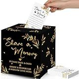 Pajean 50 Pcs Share a Memory Cards for Collections of Life, Memory Cards Box for Guest Ideas Funeral Graduation Wedding Bridal Shower Birthday Anniversary Retirement(Black, Gold)