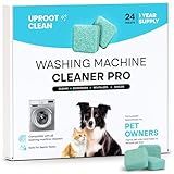 Uproot Clean Washing Machine Cleaner Tablets - 24 Pack for a 12 Month Supply. Formulated for Pet Owners. Compatible with HE, Top & Front Load. Easily Removes Residue, Grime, and Odors. Septic Safe.