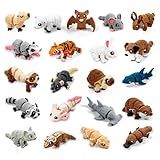 TUTHKOTH 21 Pcs Mini 3D Printed Animal Statues - Movable Joints Realistic Collectible Figurines Set for Adults, Home Office Desk Decoration & Display