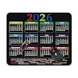2026 Calendar Mouse Pad, Black Background with Monthly Layout, Large Desktop Gaming Mat with Colorful Month Headers (calendarD)