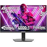 SANSUI 24 Inch Gaming Monitor 200Hz 1Ms FreeSync HDR 110% sRGB FHD 1080P Computer Monitor HDMI DP Ports Eye Care Frameless VESA Mount Cable Management (ES-G24F4L HDMI Cable Included)