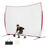 VEVOR Barricade Backstop Net, 12x9 ft Ball Sports Barrier Netting, Portable Practice Equipment with Carry Bag, Protection Screen for Baseball Softball Lacrosse Soccer Hockey Training, for Backyard