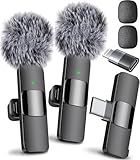 Mini Mic Pro (Latest Model) - Wireless Mini Microphone for iPhone, iPad, Android - 2 Pack Lavalier Microphone for Video Recording - iPhone Mic Crystal Clear Recording with USB-C for Content Creators