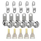 EG STARTS 5X 1 1/8" Office Cabinet Door Locks Cash Door Tool Box Tubular Cam Lock Cylinder Chrome Finish Keyed Alike 5 Keys Arcade Lock