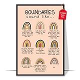 LOLUIS Mental Health Poster, Boho Therapy Tools Educational Supplies Art Print Classroom School Office Decor (Boundaries, Custom Frame Type)