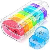 AUVON Pill Box 2 Times a Day, Weekly Pill Organizer AM PM with 7 Daily Pocket Case to Hold Vitamin, Medicine, Medication, and Supplement