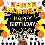 Tools Birthday Party Decorations for Boys Man Tools Happy Birthday Black and Orange Backdrop Tools Happy Birthday Banner Tools Birthday Dessert Table Decorations Hammer Drill Plier Handsaw Cake Topper