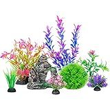 Ameliade Aquarium Artificial Plants & Rock Cave Betta Fish Tank Decor Set