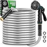 Amayrose Garden Hose with 10-Function Nozzle, Leak-proof Metal Connector Hose, No Knots, Kink-Free, Lighter, Anti-Pets, Wear-Resistant, 3/4 GHT, Water Hose for Garden, Yard, Outdoor（75 FT）