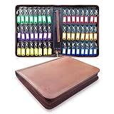 Portable Key Organizer,Zippered Key Organizers Case with 48 Key Hooks and Tags Key Storage,Leather Apartment Manager and Landlord Key Holder,Key Organizer Box for Real Estate Sales,Hotels,Car Service