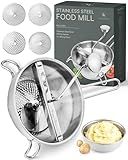 Upgraded 4-Disc Stainless Steel Food Mill – Ergonomic Rotary Design for Tomato Sauce, Applesauce, Baby Food, Mashed Potatoes, Jams, and More