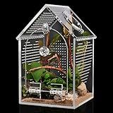 Cycodo Jumping Spider Enclosure,Warp-Proof Seamless Acrylic Tarantula Terrarium,Front Opening Bug Habitat with Feeding Port for Praying Mantis,Hermit Crabs,Snail,Micro Reptile(5" L*5" W*8" H)