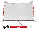 KuiBonu 20x10 Foot Barricade Backstop Net, Basketball Barrier Net with Sturdy Steel Frame and Heavy-Duty Netting, Perfect for Lacrosse Baseball Soccer Basketball and More