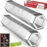 LIZZQ Premium Pellet Smoker Tube 12" (Set of 2) - 5 Hours of Billowing Smoke, Hot or Cold Smoking, for Any Grill or Smoker, An Easy and Safe Way to Provide Smoking, Free eBook Grilling Ideas & Recipes