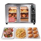 Gourmia Air Fryer French Door Toaster Oven - 6-Slice Capacity, LED Display with 19 Cooking Presets, Stainless Steel