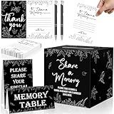 gisgfim 56 Pcs Share a Memory Box for Celebration of Life Funeral Memory Card Box Decorations Memory Cards Sign for Card Box Memorial Cards with Signature Pen Funeral Favors Guests Table Centerpieces
