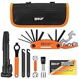 Bicycle Repair Bag With Tire Pump, Portable Tool Kit for Camping Travel - Bike Glueless Patches, Maintenance Essentials All in One Safety Kit