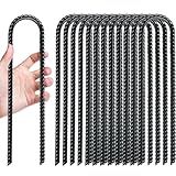 Gtongoko Trampolines Wind Stakes 16 Pack 16 Inch, 0.3 Inch Thick Heavy Duty U Shaped Rebar Tent Stakes Ground Anchors Galvanized Steel Safety Trampoline Anchors for Camping Tents, Soccer Goals