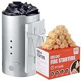 E500 Larger Charcoal Chimney Starter with 60Pcs Charcoal Starter, Coal Chimney Starter for Grill, BBQ Fire Starter Kit