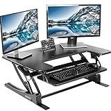 VIVO 36 inch Height Adjustable Stand Up Desk Converter, V Series, Quick Sit to Stand Tabletop Dual Monitor Riser Workstation, Black, DESK-V000V