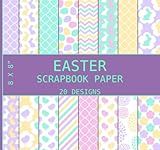 Scrapbook Paper: Pastel Easter Patterns, Including Bunny, Chevron, Quatrefoil, Egg, Diagonal Stripes, and More - Double Sided 8 x 8" Sheets, 20 Designs