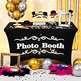 Gilprop 4ft Photo Booth Table Cloth Photo Booth Props Accessories Rectangle Tight Table Background for Indoor Outdoor Party Photography Decoration Graduation Wedding Birthday Bachelorette(Stylish)