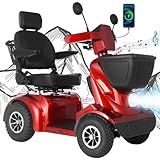 MS02 MAX All Terrain 1000W Electric Mobility Scooter for Adults& Seniors - 500LBS Load & 32 Miles Range Powerd Wheelchair Device w/Off-Road Absorber, Bluetooth Speaker, Dual Baskets, LED Light System