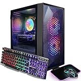 STGAubron Prebuilt Gaming PC Desktop, Radeon RX 550 4G, Intel Core i5 up to 3.7GHz, 16G RAM, 512G SSD, WiFi 6, BT 5.3, RGB Fan x2, Windows 11 Home