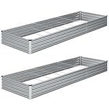 ZUNUDA 10×3×1FT(2PCS) Galvanized Raised Garden Bed Kit, Metal Planter Boxes,Large Outdoor Planters Garden for Planting Vegetables,Flowers,Herbs -Silver