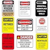 Happy Retirement Party Decorations - 9PCS Signs, Retirement Gifts for Women & Men, Table Centerpieces Yellow Caution Logos on Door Windows Yard Garden Warning Retired Person On Premises Sign