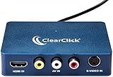 ClearClick Video to USB 1080P Audio Video Capture & Live Streaming Device - Input HDMI, AV, RCA, S-Video, VCR, VHS, Camcorder, Video8, Hi8, DVD, Gaming Systems - USB-C Plug & Play