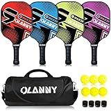 OLANNY Pickleball Paddles Set of 4 Pickleball Rackets Graphite Pickleball Set Polymer Honeycomb CoreLightweight Pickleball Set Includes 4 Pickleball Paddles + 4 Balls + 1 Pickleball Bag