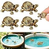 Otoolling 4 Pcs Mini Copper Bath Disk Ornaments Brass Bird Bath Purification Disks Birdbath Cleaner Single 0.6 oz Weight Universal Fit for Outdoor Birdbaths, Bowl(Turtle)